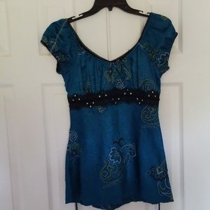 Turquoise paisley shirt